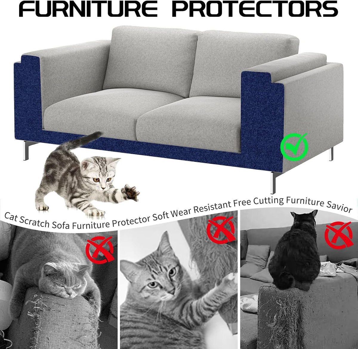 2 Pcs Self-Adhesive Cat Scratch Mat - Blue - image 2