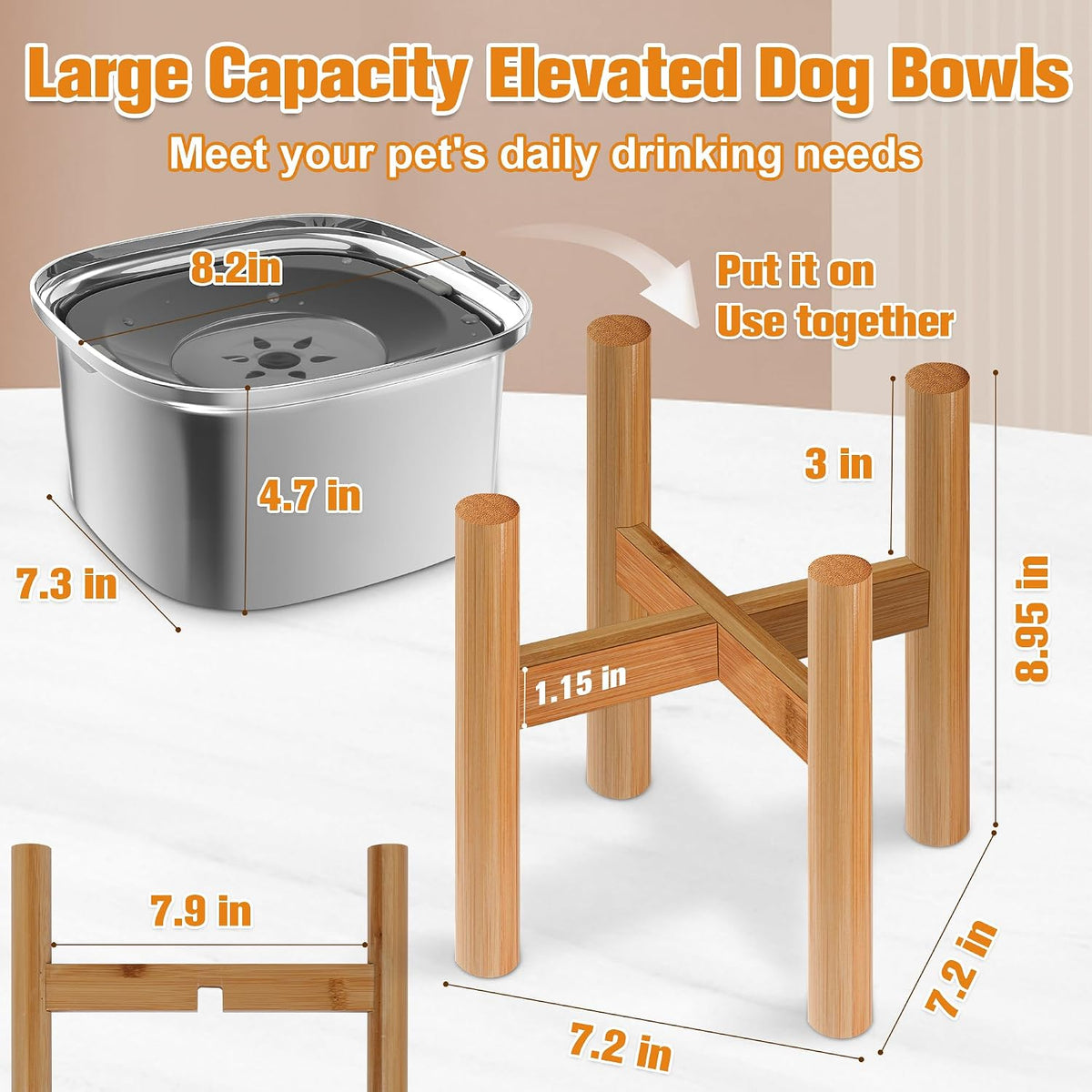 3L Elevated Dog Water Bowl - Grey - image 2