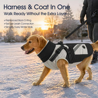 Dog Winter Coat with Harness Built in - Large(Chest:24.4 in) / Black - image 2