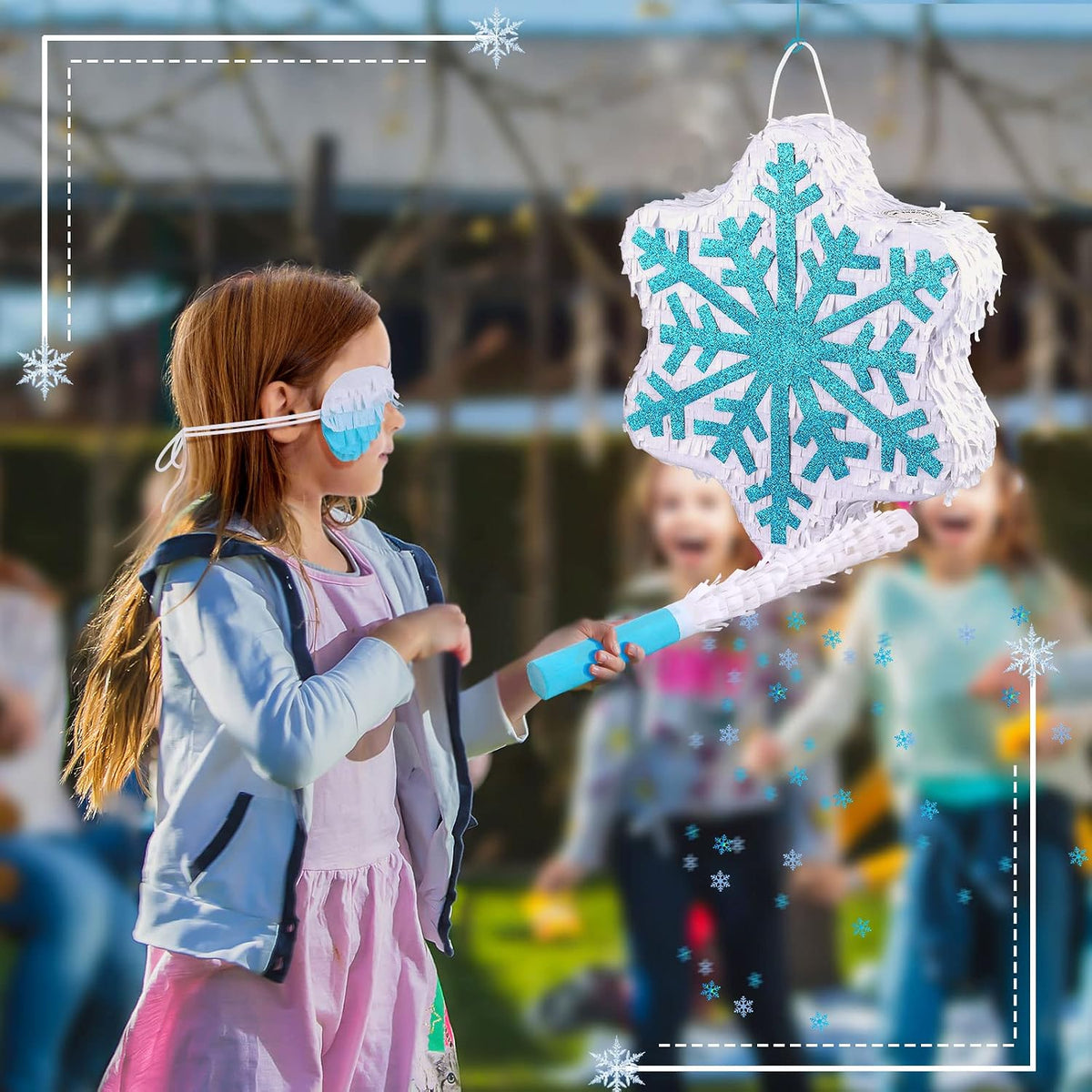 3 Pcs Soccer Ball Piñata with Blindfold Stick Soccer Birthday Party - Snowflake - image 2