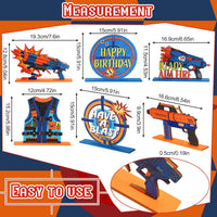 Suzile Dart Battle wooden party table centerpieces in blue and orange, set of 6 - view 11