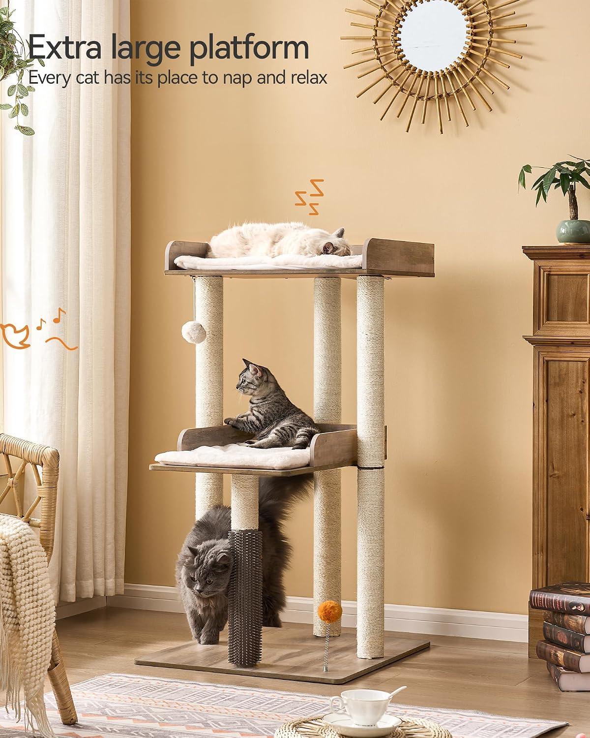 43.7" Modern Cat Tree for Large Cats, Quick One‑Person Assembly – Essentials for Cats - Gray / 23.6"L x 23.6"W x 43.7"H - image 3