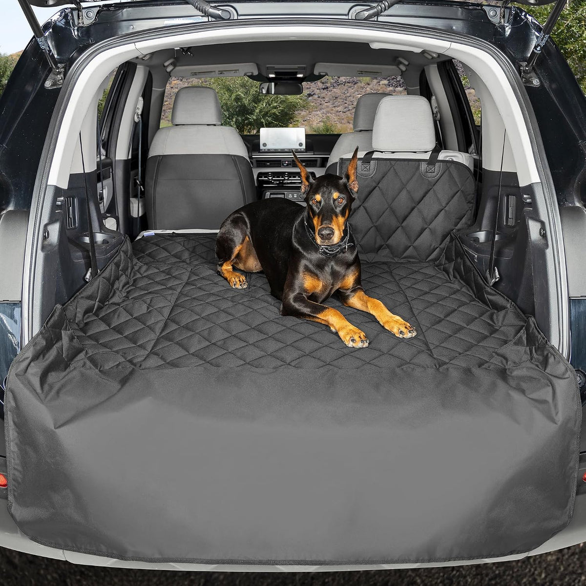 4Knines SUV Cargo Liner for Dogs, Fold Down Seats, Black Large – Essentials for Dogs - Black / Large
