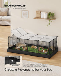 SONGMICS Pet Playpen with Floor, Small Animal Playpen – Essentials for Small Pets - Black / 20 Panels - 48.4"L x 24.8"W x 16.3"H - image 2