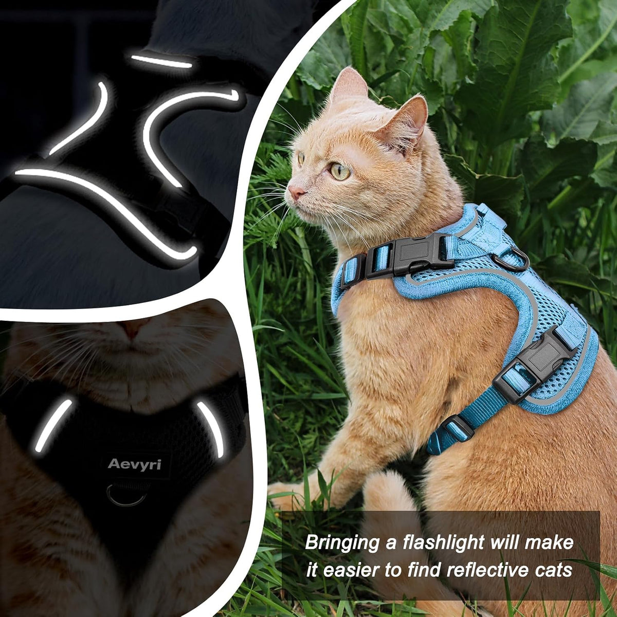 Cat Harness, Cat Harness and Leash for Walking - Blue / M(7-12lb) - image 3