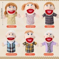 Lenwen 6 African American family hand puppets with movable mouths and colorful clothes - view 4