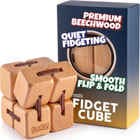 BunMo Wooden Fidget Cube, Beechwood Infinity Cube Fidget Toy