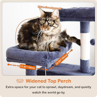 Ouritsu Cat Tree, 61 inch Tall Cat Tower for Large Cat Indoor, Enlarged Condo, 2 Padded Perches with 1 Widened, Large Hammock, Scratching Post and ramp, Fluffy Basket, Dark Gray, LF002DG
