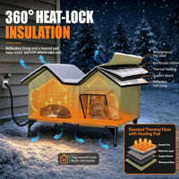 Outdoor Heated Cat House for Outside - Green / XL - image 2