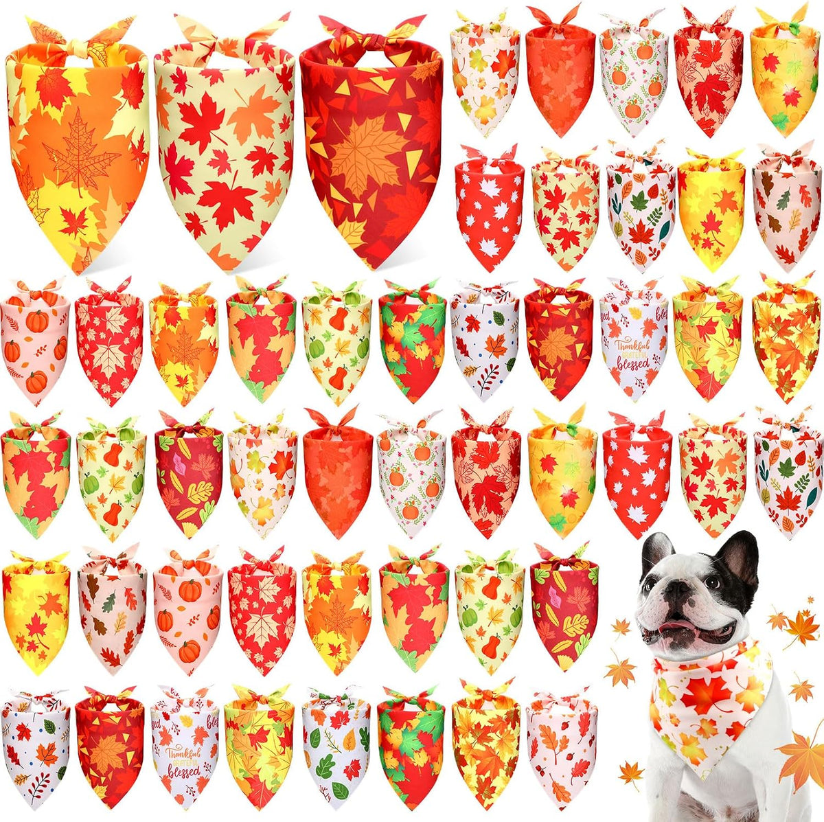 Preboun 50 Pcs Halloween Dog Bandanas Bulk - Fall / 25.6 x17.7 x 17.7 Inch