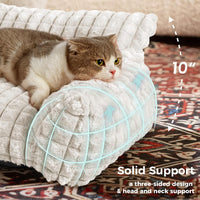 Cat Couch Bed with Fluffy Faux Rabbit Fur for Indoor Cats - Off White / Large: 36"L x 27"W x 10"Th - image 2