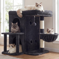 Heybly 26.3" Cat Tree for Large Cats with Big Perch & Dual Condos - Smoky Gray / 26.3 inch