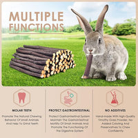 Bissap 120g/4.2oz Apple Sticks for Rabbits, Natural Bunny Chew Toys and Treats for Chinchilla Guinea Pig Hamster Gerbil Small Animals Pet Apple Wood Stick Toys Teeth Grinding