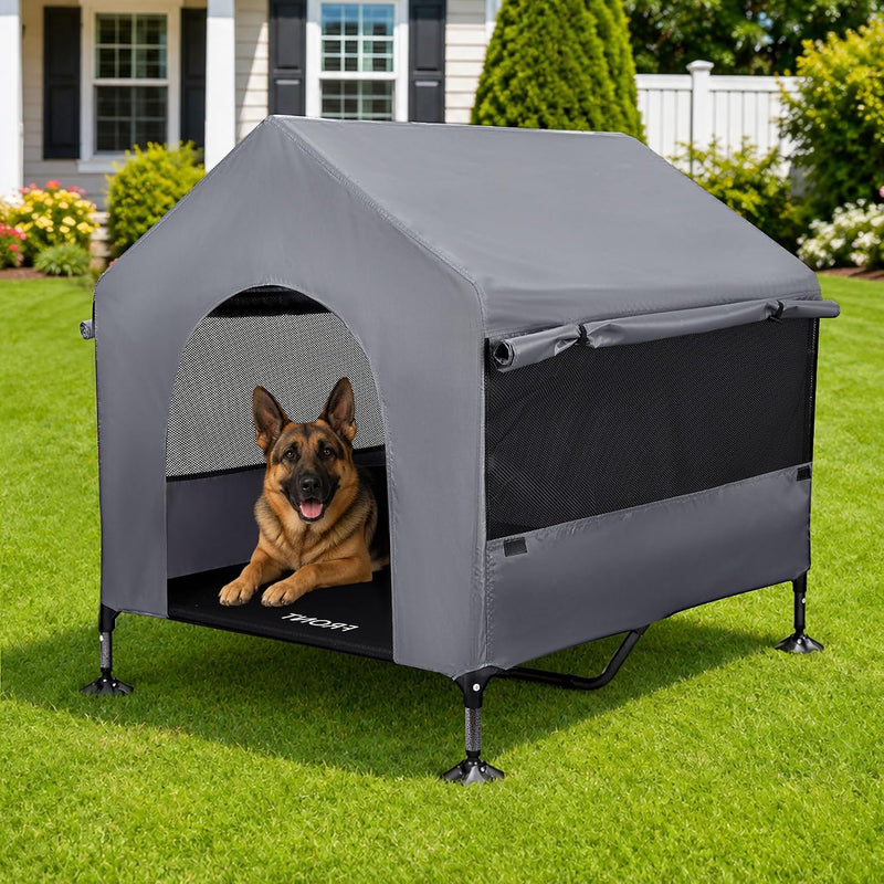 Summertrail 42" Large Dog House Outdoor Indoor Elevated Dog Cot Tent