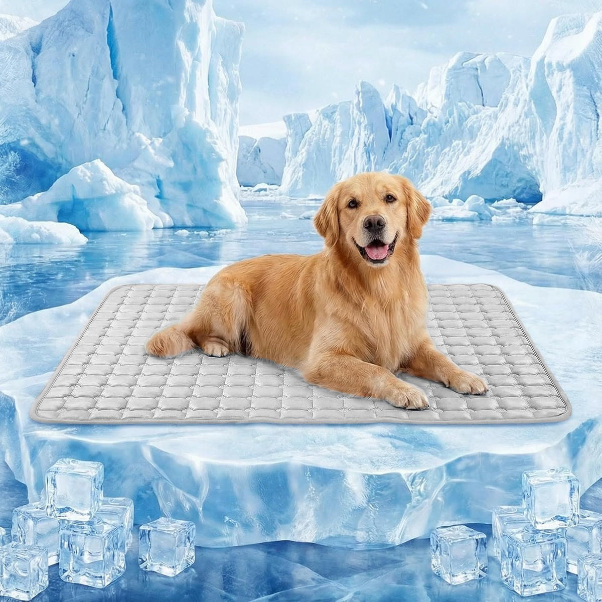 FunFurry Cooling Mat for Dogs，59"X40" Extra Large Pet Pad，Q-Max>0.5 - Light Grey / 36" x 27"（L）
