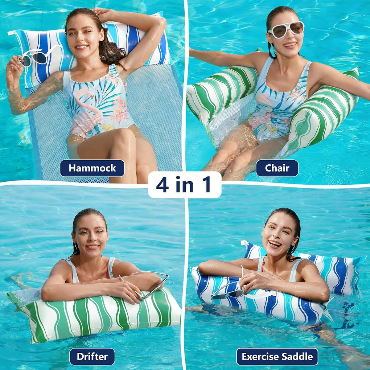 Jasonwell Inflatable Pool Hammock Float - Green&Blue / Large / 2 - image 3