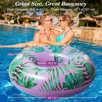 HeySplash Pool Floats, Inflatable Pool Floaties for Adults – Fun for Kids & Family - P-Pink Green Leaves - image 2