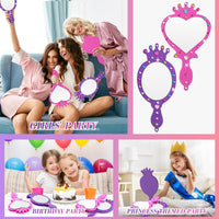 Geetery unbreakable kids mirror craft kit, 20 heart and oval foam princess mirrors in pink, blue and - view 20