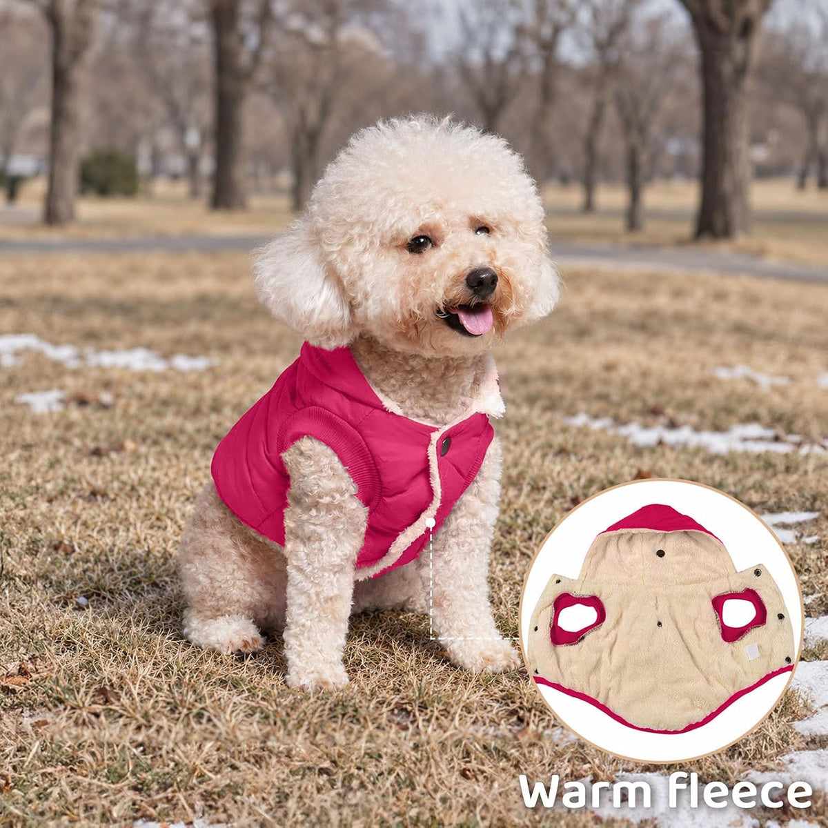 Vecomfy Warm Dog Coats with Hoodie - XXX-Large / Pink - image 3