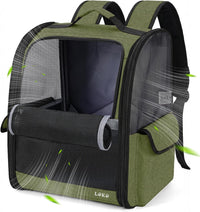 Lekereise Dog Carrier Backpack for Small Medium Dogs Cats up to 18 lbs - Green / M-Mesh Window