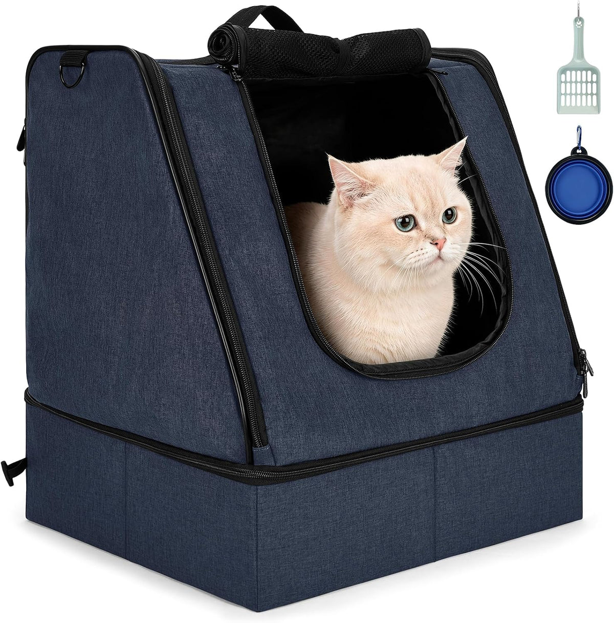apollo walker Portable Cat Litter Box With Waterproof bag and Lid - Blue / Medium