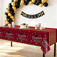 Childom 3 Pack Black and Gold Tablecloths for Events - Wine Red - image 2