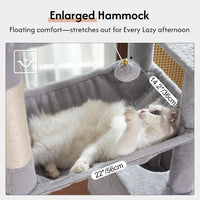 Cat Tree 32” Small Cat Tower with Large Hammock 16”& Self Groomer – Essentials for Cats - XXL-70" / Gray - image 3