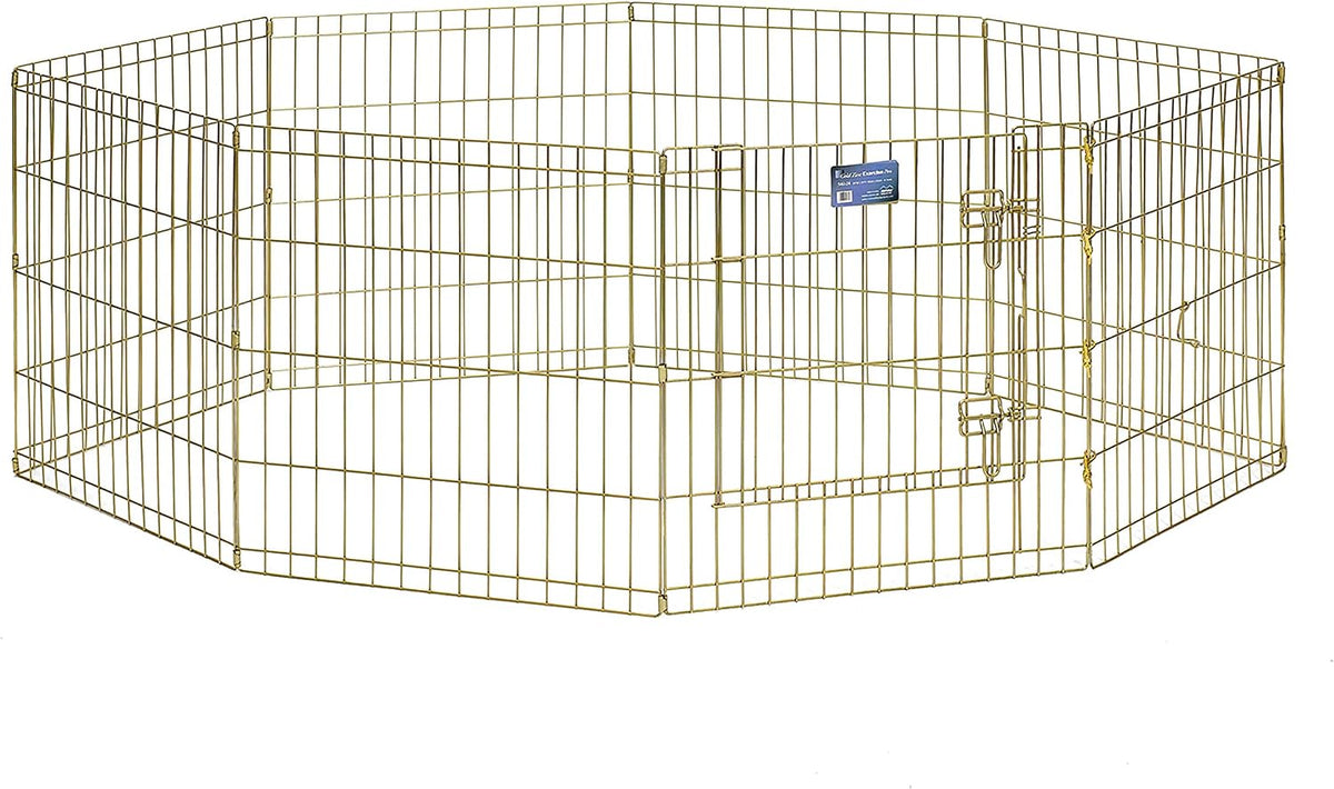 MidWest 30-Inch Exercise Pen, Single Door, 16 Sq Ft Play Area – Essentials for Dogs - Gold Zinc w/ Door / 24" H - image 2