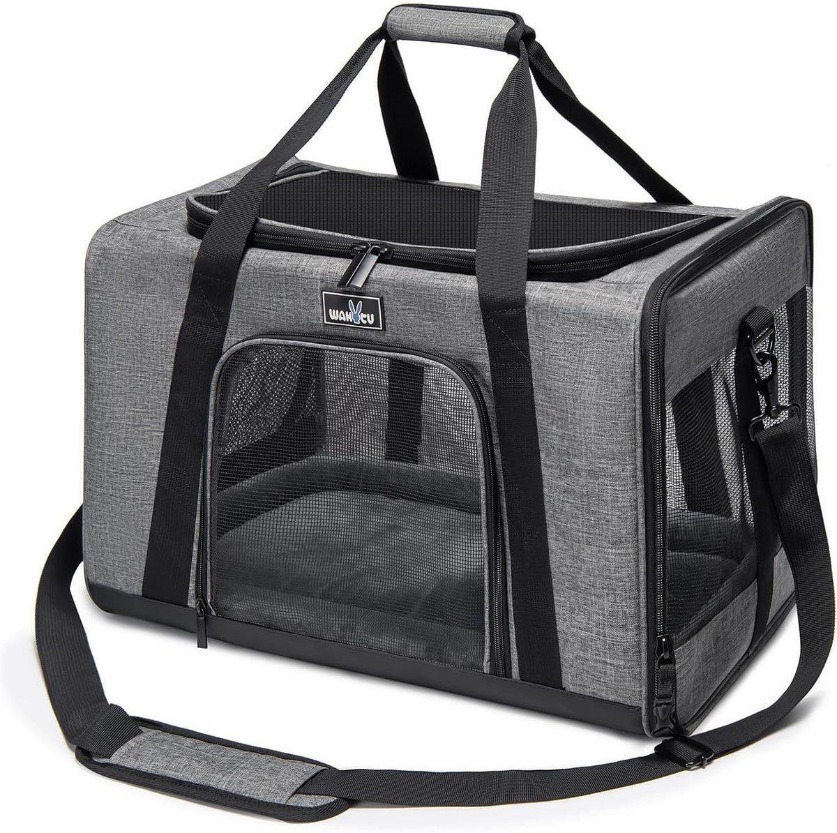 Wakytu TSA & Airline Approved Soft Pet Carrier for Cats/Dogs - 17.7"L x 11.0"W x 11.0"H / 1.0 Grey