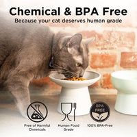 Necoichi BPA-Free Extra-Wide Elevated Cat Food Bowls - Gray and White (Classic) - image 3