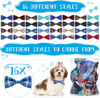 Weewooday 16 Pack Plaid Dog Bowties for Small Dogs Slide on Collar – Essentials for Dogs - image 2