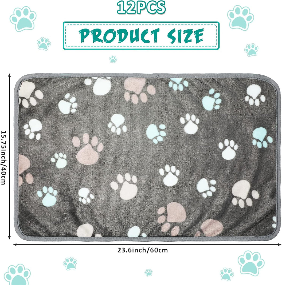 Tegeme 12 Pcs Puppy Blanket for Litter Dog Cat - Dark Gray / 23 x 16 Inch - image 2