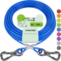 XiaZ 30ft Tie Out Cable for Dogs, Dog Leads for Yard Chew Proof, Heavy Duty Pet Tie Out Cable for Large Dogs Up to 250lbs,Durable Dog Runner Tether Line for Outdoor,Yard