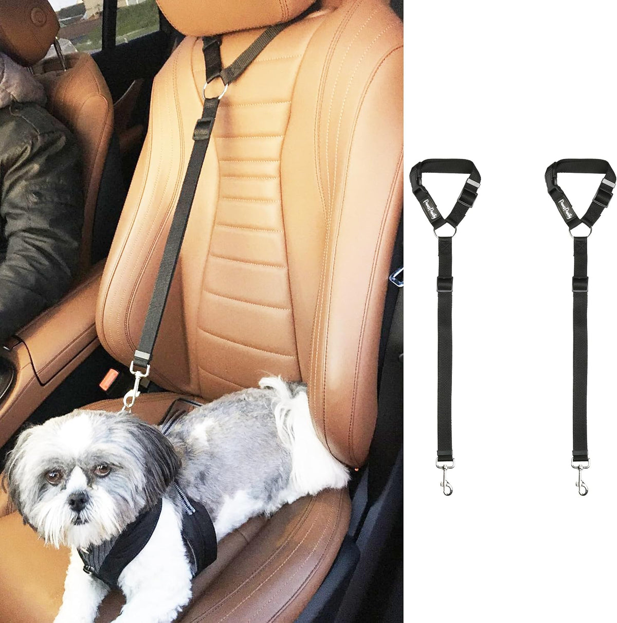 PawsPawty 2 Pack Headrest Dog Car Safety Seat Belt Adjustable Nylon - image 2