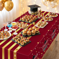 Childom 3 Pack Black and Gold Tablecloths for Events - Wine Red - image 3