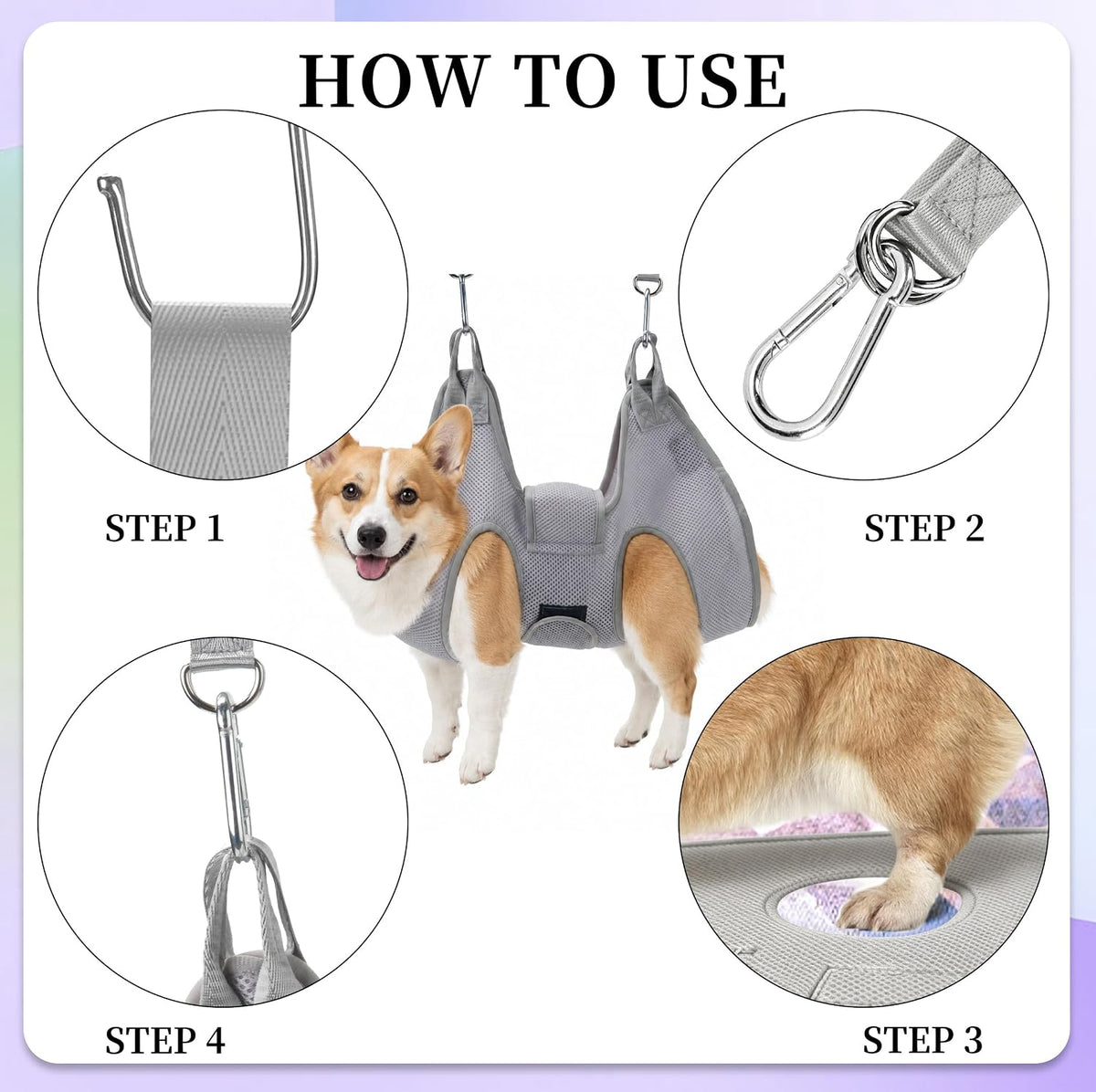 PatiencET Dog Grooming Hammock Kit – Essentials for Dogs - Gray / S (17 LB Max) - image 4