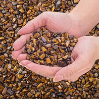 3 Lb Tiger Eye Aquarium Gravel Rocks Polished Tumbled Crushed Stones, Natural Crushed Stone Crystal Chips Decorative for Fish Tank||Vase Filler|Succulent Plants Decor, 6mm-9mm