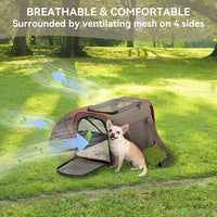 Petsfit Expandable Cat Carrier Dog Carriers,Airline Approved Soft-Sided Portable Pet Travel Washable Carrier for Kittens,Puppies,Removable Soft Plush mat and Pockets,Locking Safety Zippers