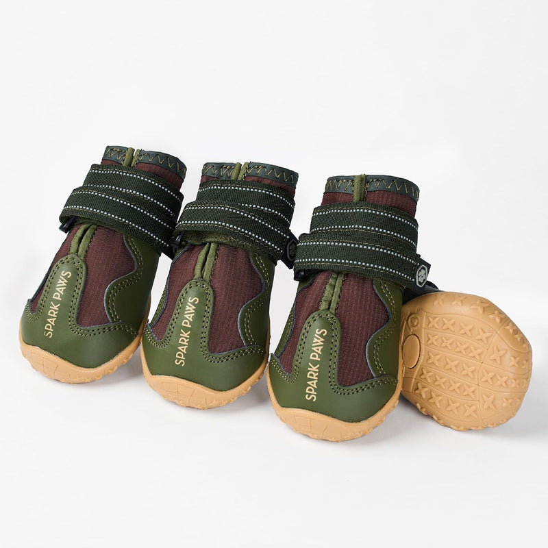 Spark Paws 365 Dog Shoes - Dog Snow Boots & Booties for Small Large Dogs – Essentials for Dogs - 365 Green Brown / Size 3: 2"x2.36"(W*L) (Pack of 4)