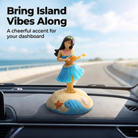 Solar powered dancing hula girl shaking head ornament for car dashboard or desk - view 3