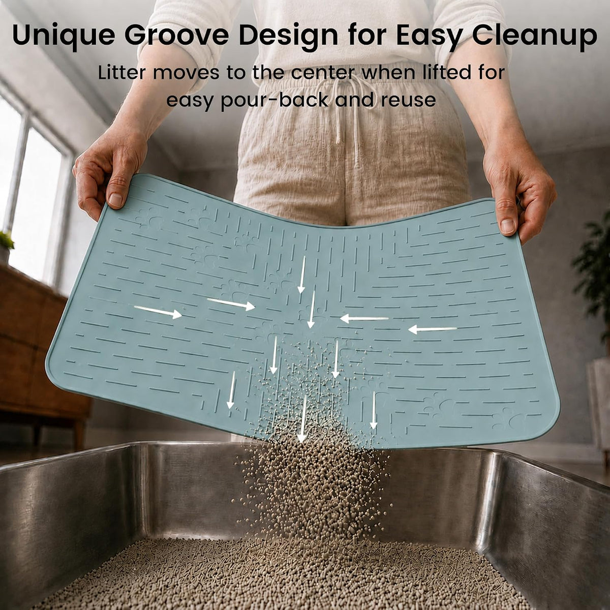 OHMO Large Cat Litter Mat - Light Blue / 23.5x16" - image 4