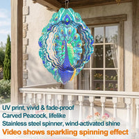 Rooster Metal Wind Spinners - Peacock / 12 Inch - image 2