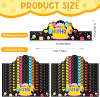 Yunsailing 36 Pcs Birthday Crowns Kids Classroom Party, Pink - Black - image 2
