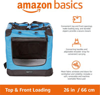 Amazon Basics Portable Folding Soft Pet Dog Crate Carrier Kennel - BLUE / 26.0"L x 18.0"W x 18.0"H - image 2
