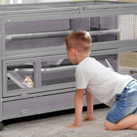 GUTINNEEN Guinea Pig Cages - Metal Iron Frame, Hamster Cage with Chew-Proof Aluminum Edges, Movable Small Animal Hideout with Leak-Proof Tray, White