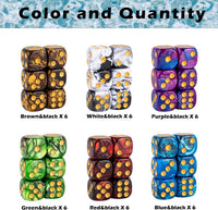 36 Pieces 16mm Marble D6 Dice 6 Sided Dice Set Round Corner Board - image 3
