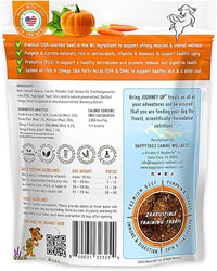 HappyTails Journey Up, Pumpkin Power Up Jerky Treats for Dogs with Beef, Pumpkin & Carrots-Made in USA-Prebiotics for Gut & Immune Health, Omega 3 & 6 for Skin & Coat, Small-Large Dogs, 6 oz.
