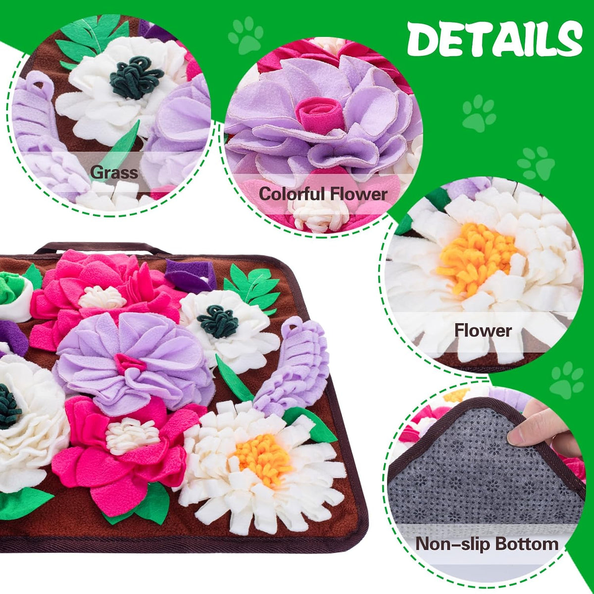 Snuffle Mat for Dogs,Dog Feeding Mat Sniff Mat Interactive Dog Puzzle Mat for Training and Stress - coffee - image 2