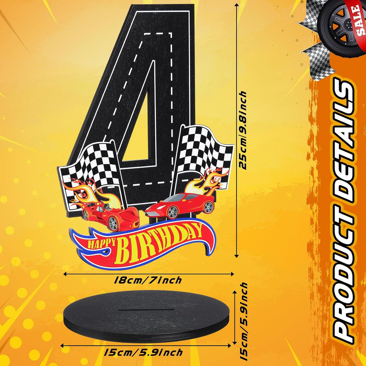 MiniInflat Race Car 5th Birthday Number Sign Centerpiece Race Car - 4th - image 2