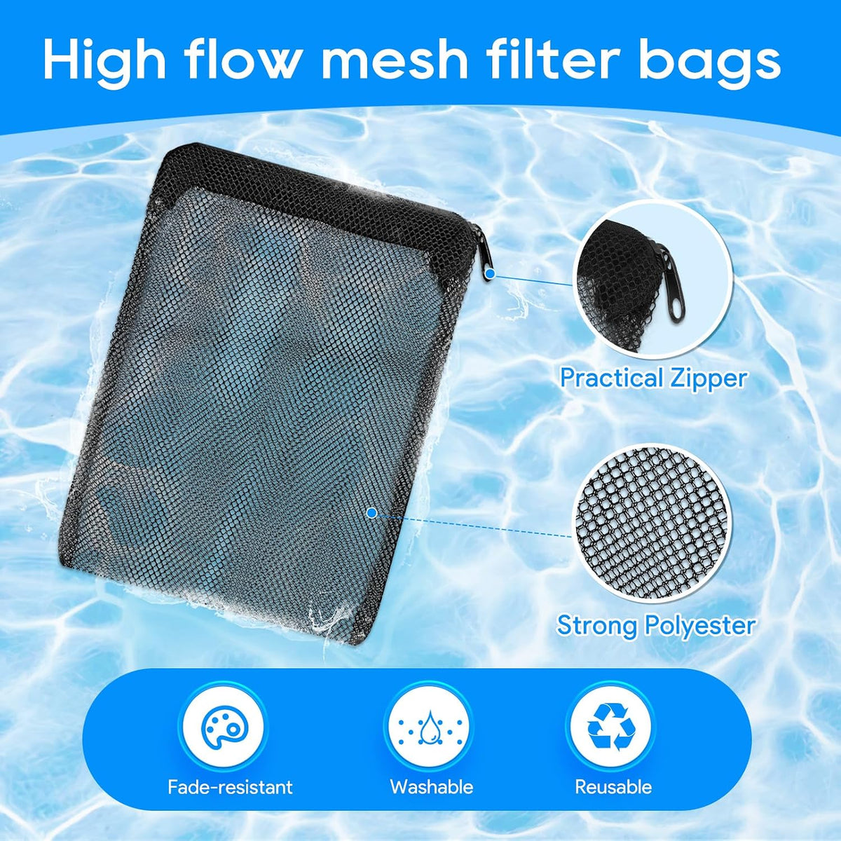 10pc Filter Media Bags for Aquarium - 7.8"x5.9" - 20pack / Black - image 3
